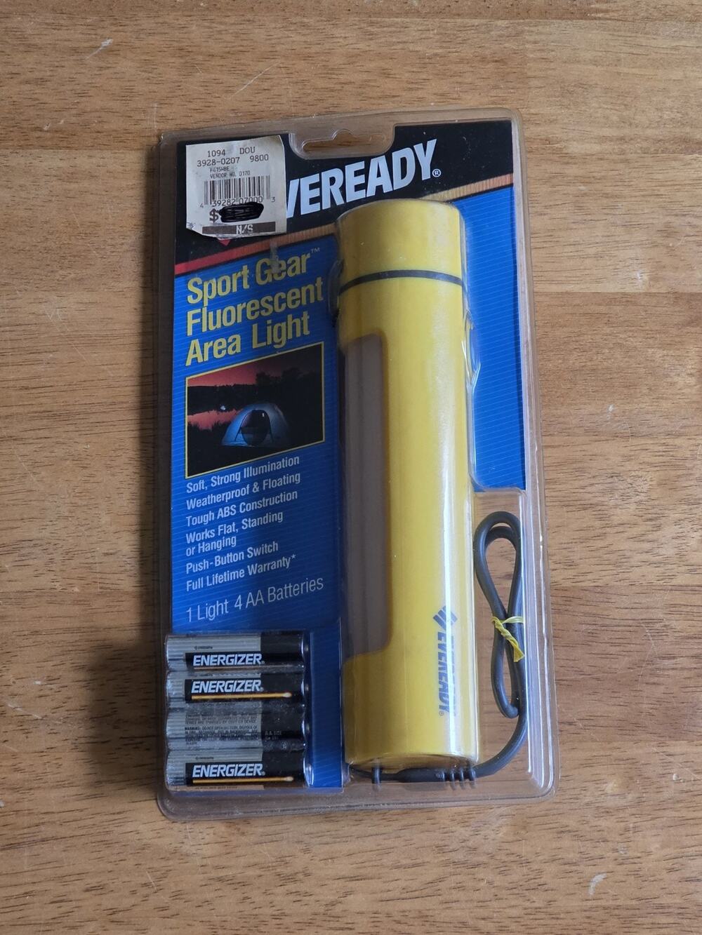New NOS Vtg 90s Eveready Sportgear Flourescent Area Light Hanging Standing Float